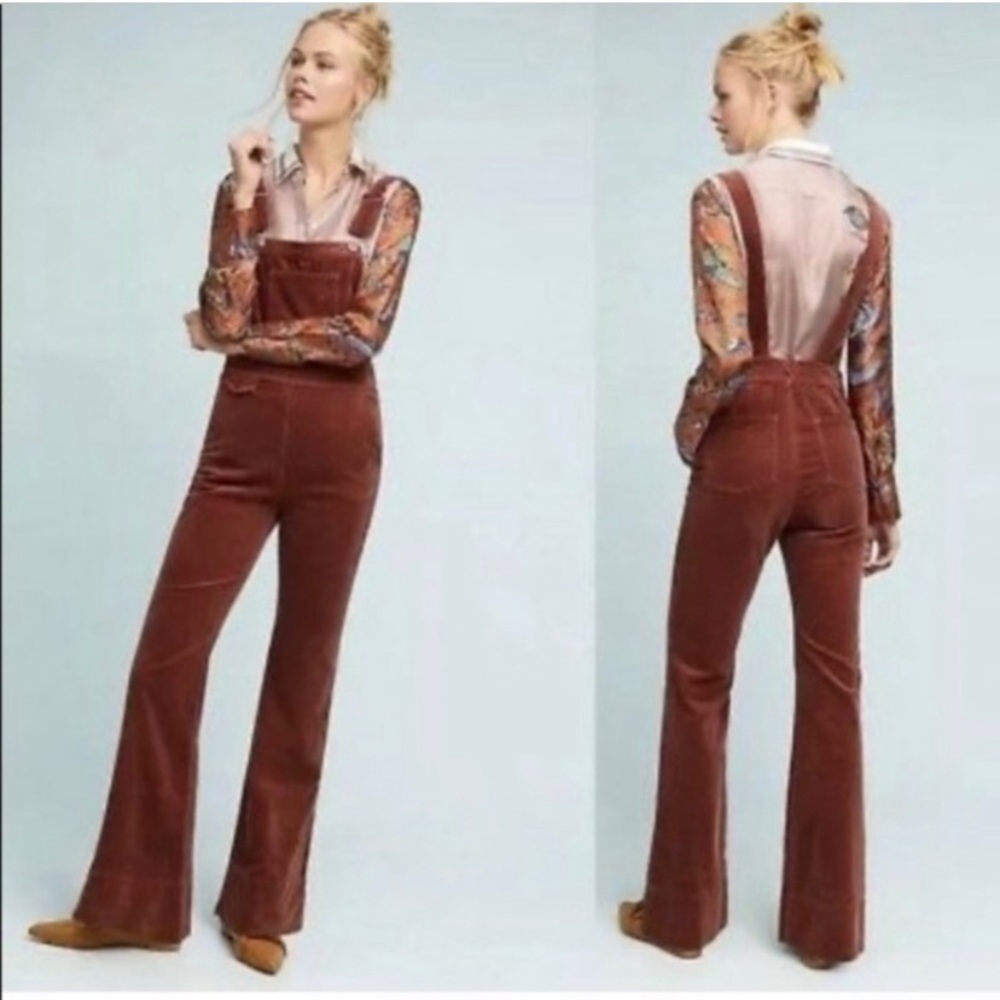 Anthropologie Pilcro and the Letterpress Rust Corduroy Overalls Size 29